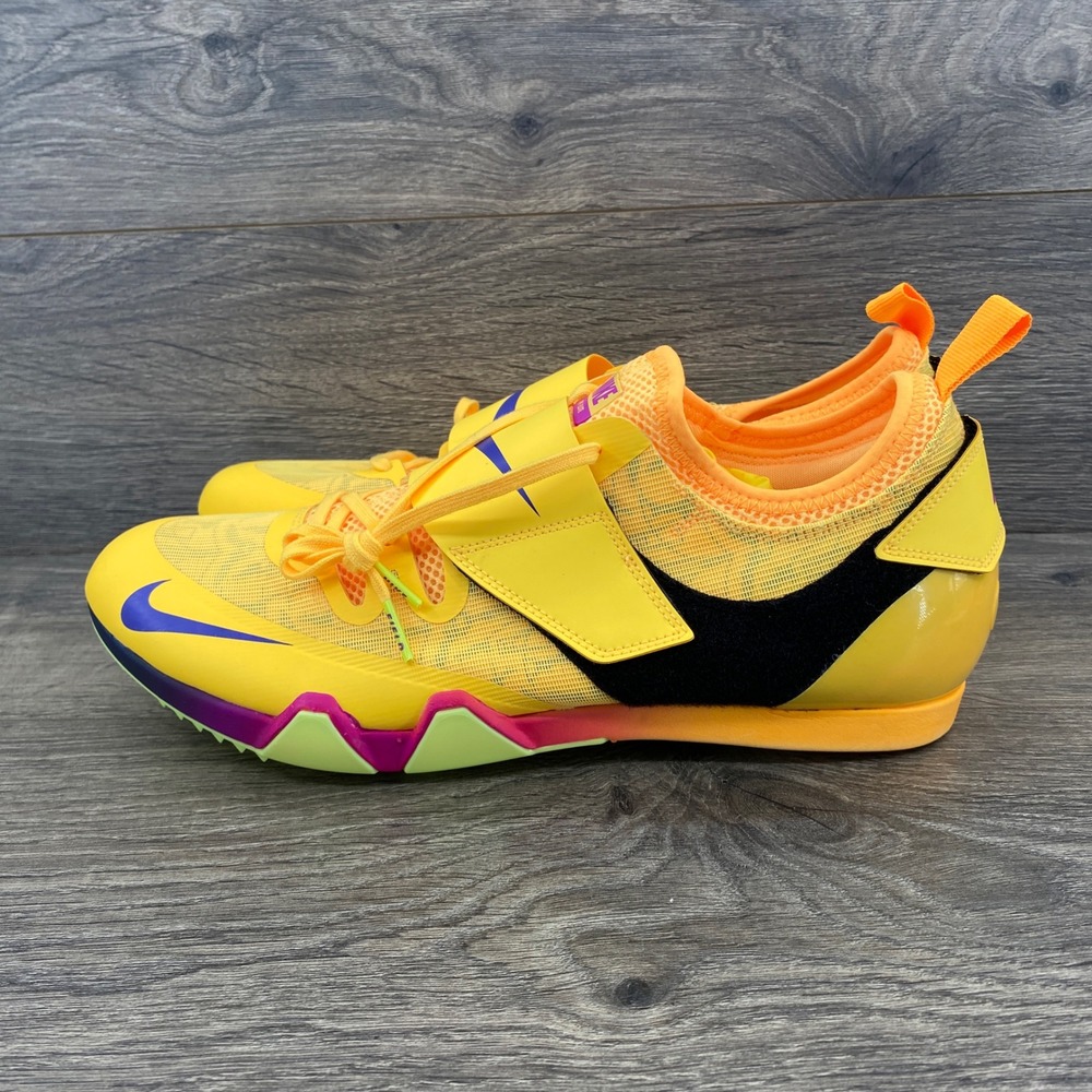 Nike PV Elite Pole Vault Spikes Mens 11.5 Yellow Orange FZ9649-800 Track Field